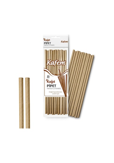 Kafem Kraft Kağıt Pipet 19.5 CM 10 x 25'li