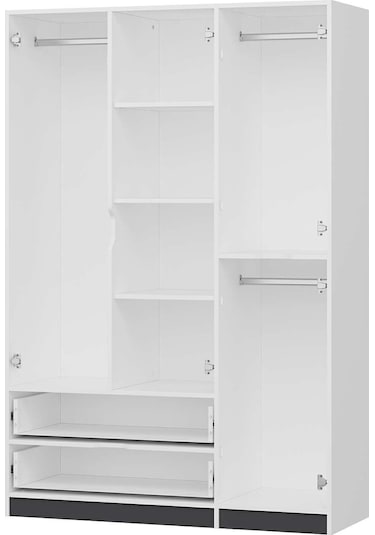 Elina 3 Kapaklı Dolap - Beyaz/antrasit Çok Renkli