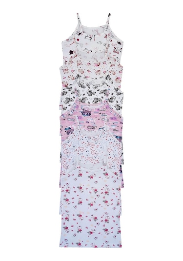 Tutku 6Lı Kız Çocuk Ip Askılı Atlet Empirme Pamuklu Renkli