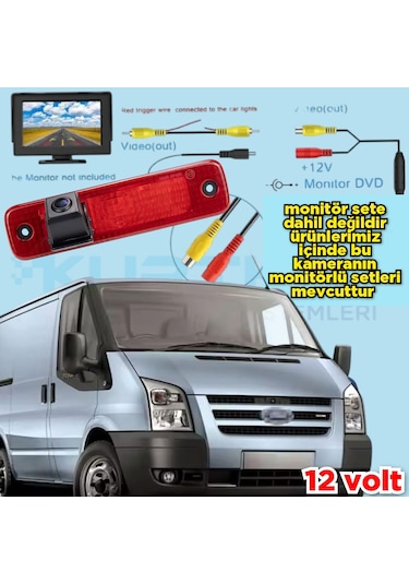 2006-2013 Arası Ford Transit Fren Lambası Arka Görüş Kamerası 12v
