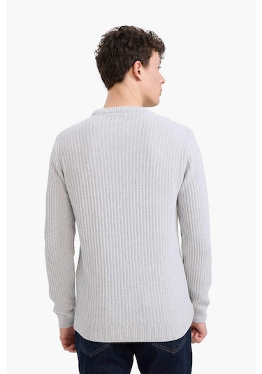 Defacto Standart Fit Bisiklet Yaka Triko Kazak E0811ax25wngr210 Gri