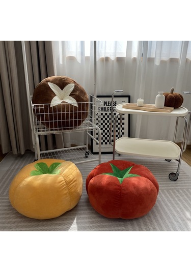 Yifomall Yuvarlak Domates Desenli Kalın Oturma Yastığı Sarı Renk, Yer Ve Pencere İçin Rahat Minder Sarı