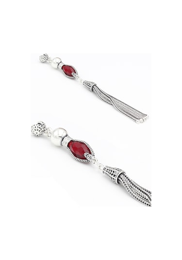 Yakut Taşlı 925 Ayar Gümüş Tesbih Püskülü 201021425