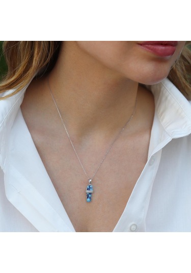 Nazar Boncuklu Terlik Gümüş Kolye Gümüş