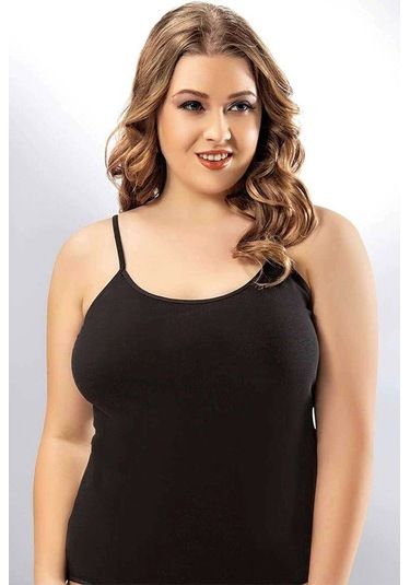 Kota Bayan İp Askılı Siyah Battal Atlet 6091 Çok Renkli