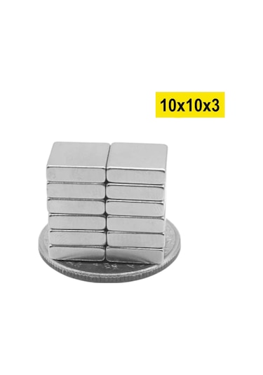 5 Adet 10mm X 10mm X 3mm Köşeli Süper Güçlü Neodyum Mıknatıs