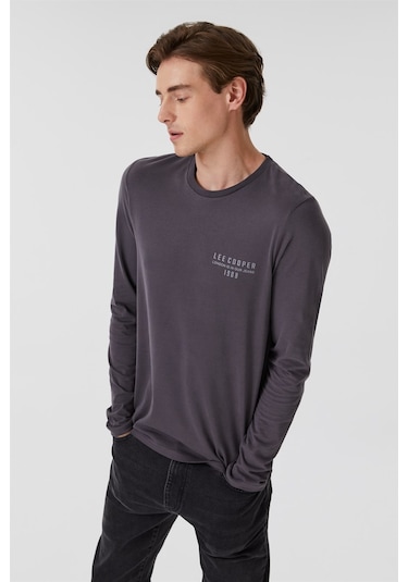 Lee Cooper Renzo Erkek O Yaka Uzun Kol T-Shirt Antrasit-15358 Antrasit