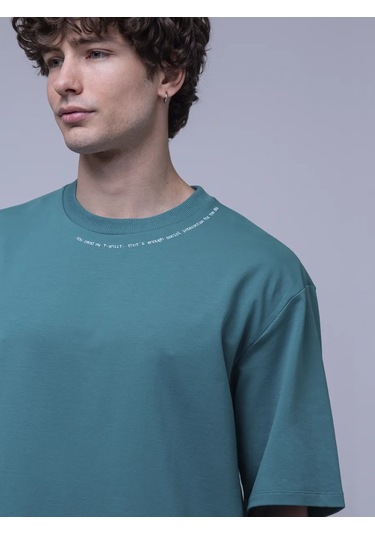 Frutto Rosso Düz Renkli Oversize Tişört 212014194 Derin Mavi-yeşil