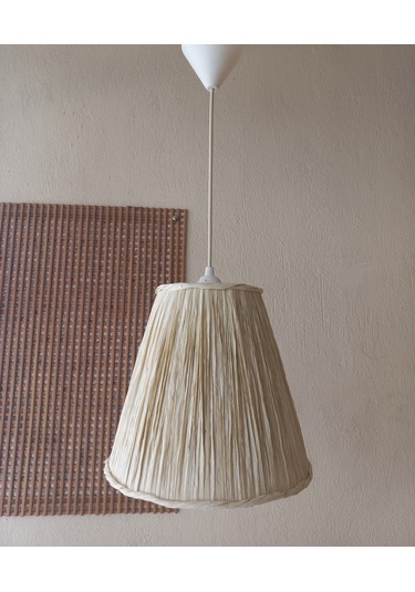 N-21 Kemik Rengi Rafya El Yapımı Avize Krem