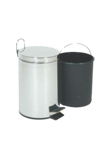 Paslanmaz Pedallı 12 Lt Çöp Kovası Gri