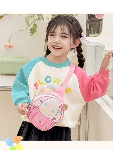 Sevimli Çapraz Kız Erkek Çocuk Cupcake Göğüs Çantası Kırmızı