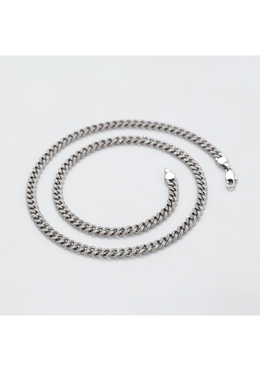 Platin Kaplama Klasik Gurmet Zincir Kolye / 50 Cm Silver