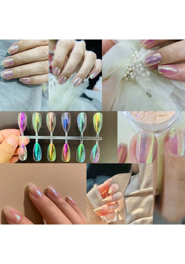 Yeni Tırnak Sanatı Aurora Buz Şeffaf Çıplak Ayna Bukalemun Fantezi Sihirli Ayna Peri Tırnak Simi 29 -2020 Yeni Aurora Nude Pudra