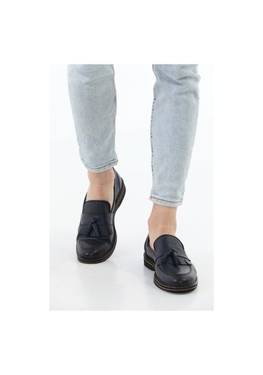 M.Karaca Hakiki Deri Ortopedik Taban Erkek Ayakkabı Lacivert