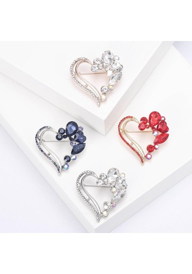 Altın Blucome Güzellik 2 Renkli Kalp Kadınlar Için Tasarımcı Rhinestone Aşk Kalp Broş Parti Ofis Broş Pin Hediyeler Altın