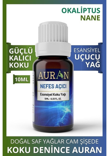 AURAN Nefes Açıcı Nane Ve Okaliptüs Esansiyel Uçucu Koku Yağı 10M