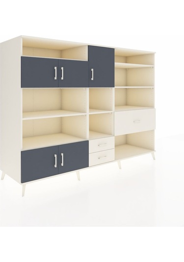 Kronos Dolap 13 Raflı 3 Çekmeceli 5 Kapaklı 220x59x163 Aytaşı-ant Aytaşı-antrasit/aytaşı