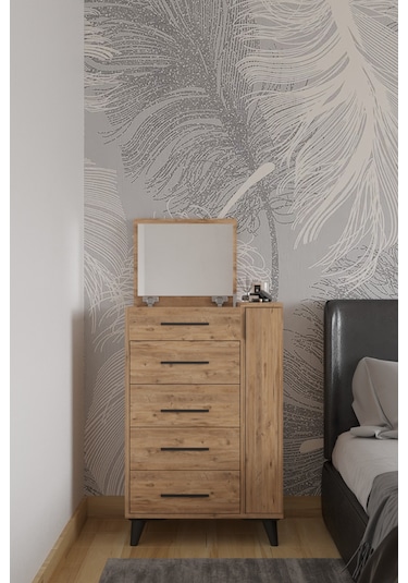 Rose Aynalı Makyaj Masası, Şifonyer, Etijer, Çok Amaçlı Takı Dolabı Atlantik Çam