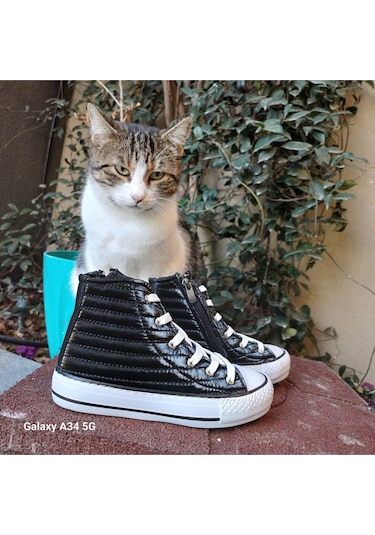 Scarpe Magiche Elyaflı Paraşüt Model Kız Çocuk Ayakkabısı 31-35 Numara Arası Işıksızdır Siyah