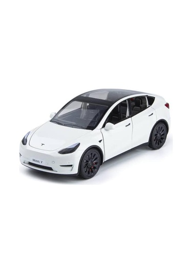 Tesla Model Y Birebir Işıklı Maket Beyaz