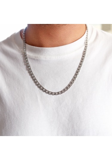 Ferizz 316l Çelik Figaro Unisex Zincir Kolye 60 Cm Zn-284 Beyaz - Sarı