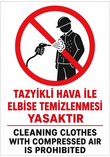 Tazyikli Hava İle Elbise Temizlenmesi Yasaktır 21x30cm Pvc Isg Levha