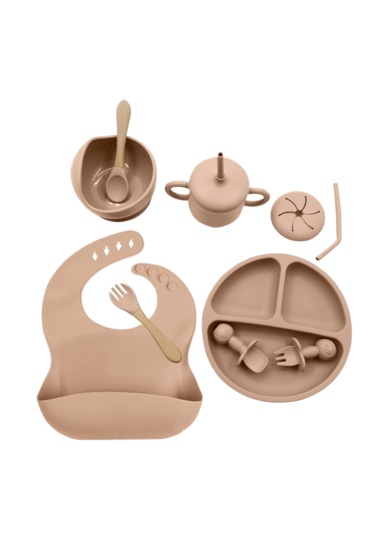 Çocuk 10 Parça Silikon Yemek Takımı-turuncu Turuncu