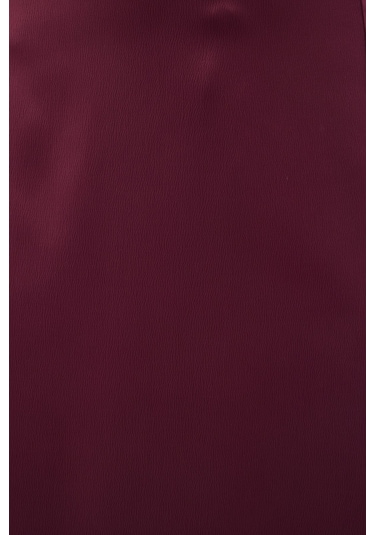 Sateen Yırtmaçlı Saten Etek - Mürdüm-136724 Mürdüm