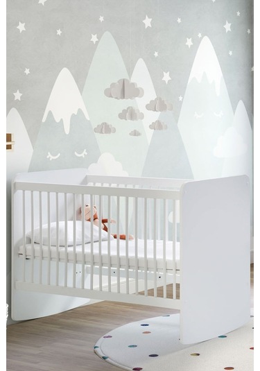 BW1020 - Sallanır Sabitlenir Pratik Kademeli Bebek Beşik Beyaz 60x120 Beyaz