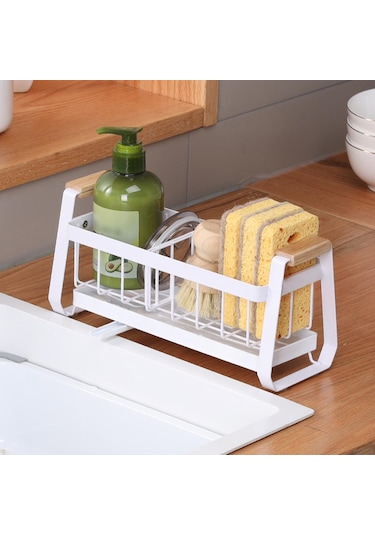 Homyl Mutfak Lavabosu Için Süngerlik Karbon Çelik Lavabo Rafı Beyaz