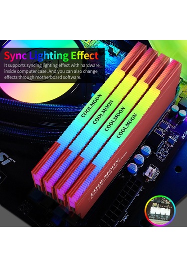 Reedark "5v 3pın Argb Hafıza Soğutucu - Yazılım Ve Coolmoon Hub İle Aydınlatma Kontrolü"