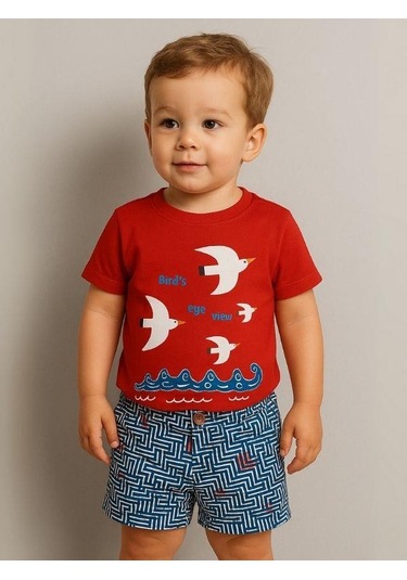 Erkek Bebek Desenli Şort-16118 Mavi