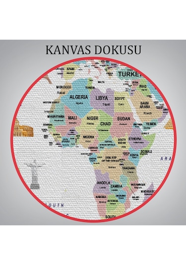 Dünya Haritası Ülke Bayraklı Ve Başkentli Kanvas Tablo 1939 95 X 55