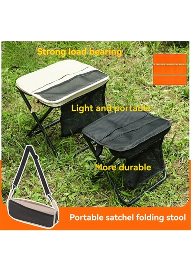 Moveevo Küçük Siyah Taşınabilir Dış Mekan Sandalyesi - Çanta Şeklinde Katlanır, X-şekilli Dayanaklı, Camping-balıkçılık İçin 500g Hafif Siyah