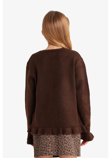 Defacto Kız Çocuk Bisiklet Yaka Düğmeli Hırka G3064a825aubn45 Kahve-bn45