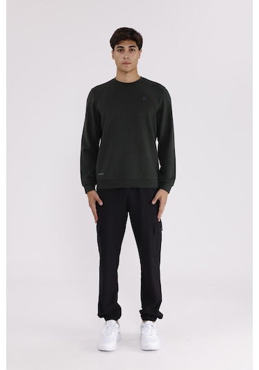 Rowinger Modal Karışımlı Yumuşak Dokulu Rahat Kalıp Esnek Kullanım Sunan Sweatshirt Haki
