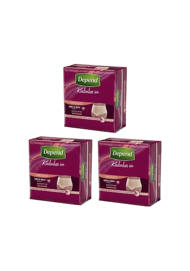 Depend Kadın Emici Külot M 10'Lu 3 Paket 30'Lu