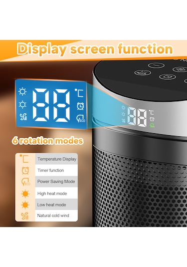 Dokunmatik Ekran Uzaktan Kumandalı Masaüstü Ev Tipi Pratik Isıtıcı Altın