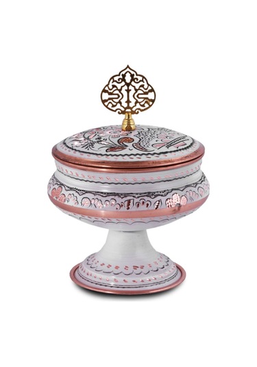 Şekerlik Beyaz İşlemeli Kulplu Model Beyaz