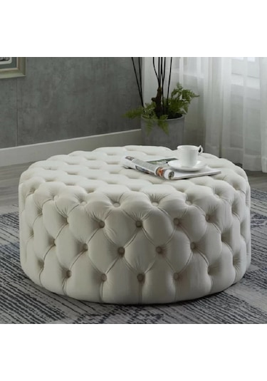 Deccostil Kapitoneli Yuvarlak Kapitoneli Puf/Orta Sehpa
