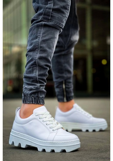 Kb-056 Kuback Beyaz Cilt Beyaz Yüksek Taban Günlük Spor Ayakkabı Beyaz