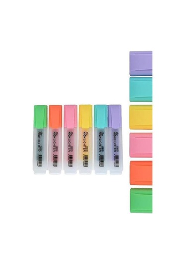 Cengo 6lı Fosforlu Kalem Pastel Renkler Cgo-122 Çok Renkli