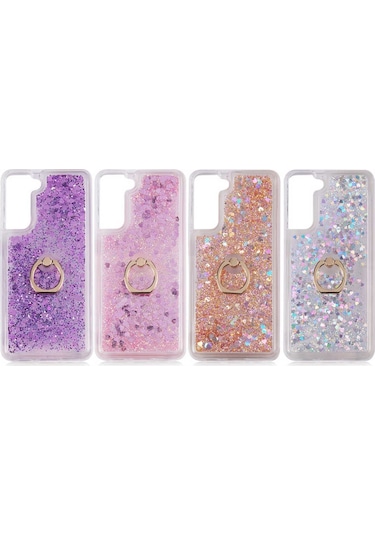 Teknomoda Samsung Uyumlu Galaxy S21 Fe Kilif Sulu Simli Yüzüklü Standli Silikon 531864805