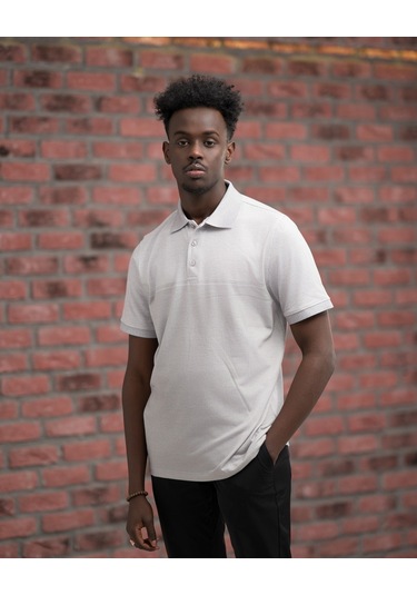 Advante Regular Fit Likralı Pano Desenli Polo Yaka T-shirt Gri