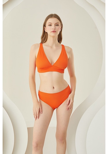 Loya Kadın Turuncu Reps Üçgen Tek Üst Bikini Turuncu