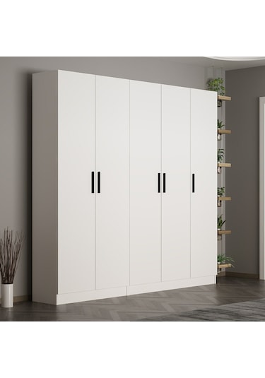 Minar Kale 210 Cm 5 Kapaklı 3b Raf Portmanto Beyaz