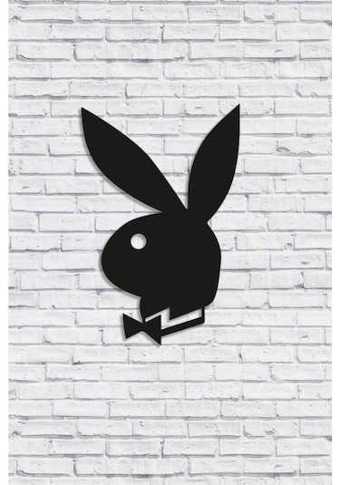 Dekoratif Playboy Tavşan Figürü 30 Cm Ahşap Tablo Dekor