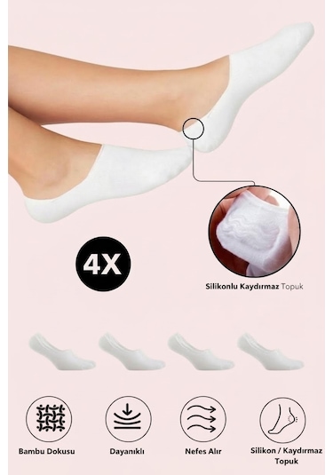 Heren Socks Heren 3'lü Bambu Görünmez Kadın Babet Çorap Beyaz