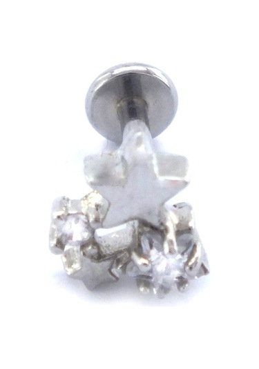 Ferizz 316l Çelik Zirkon Taşlı Yıldızlı Piercing Prc-195 Gümüş
