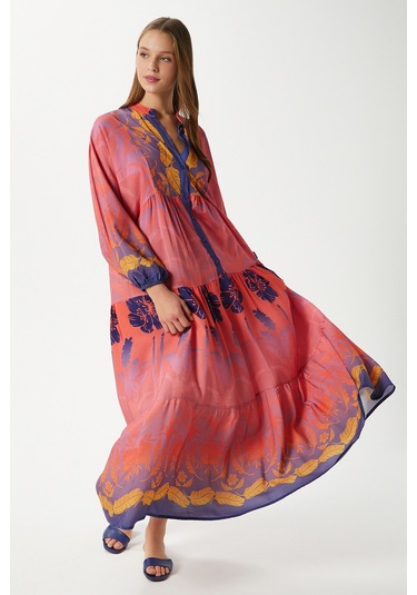 Modest Kadın Clara Pembe %100 Viskon Maksi Boy Uzun Elbise